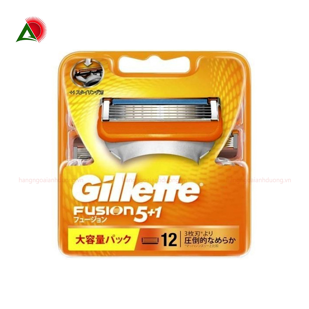 Hộp 12 đầu lưỡi dao cạo râu Gillette Fusion 5+1 của Nhật Bản